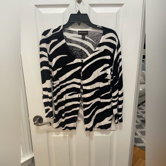 Dana Buchman Sweaters - Dana Buchman cardigan zebra print Black and white large